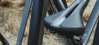 Close-up of a Terry Fisio GTC Gel saddle mounted on a bike